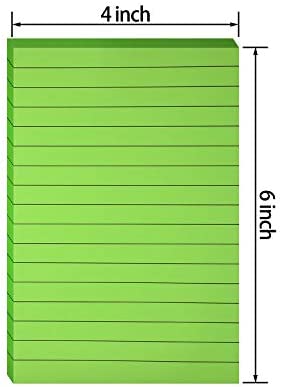 6 Pieces Sticky Notes Lined Self Sticky Notes Lined Colorful Lined Post Memos for Office, School and Home, 50 Sheets (Bright Neon Colors, 4 x 6 Inch)