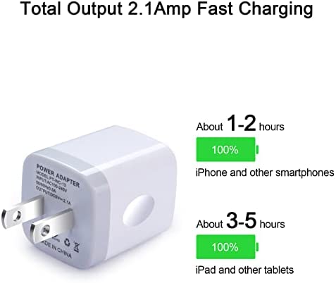 USB Wall Charger, FiveBox 2Pack Dual Port 2.1Amp Fast Wall Charger Brick Base Adapter Charging Block Charger Cube Plug Charger Box for iPhone 14 13 12 11 Pro X 6 6S 7 8 Plus, iPad, Samsung, Android