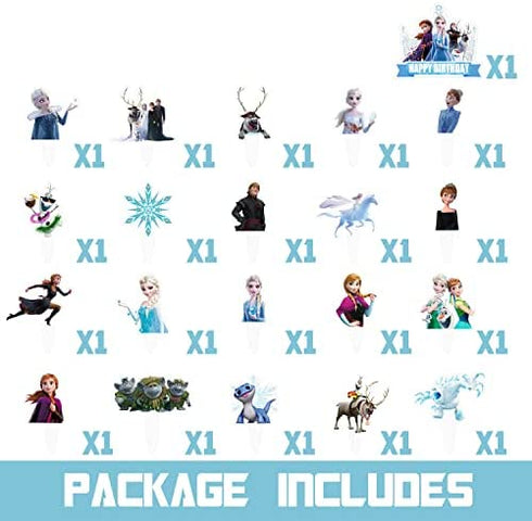 21 Decorations for Frozen Cake Topper Cupcake Toppers Set Decorations Birthday Party Topper for Children