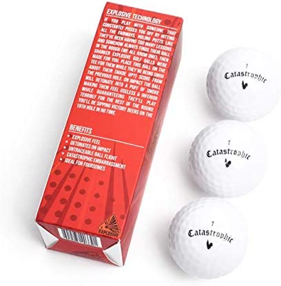 Shanker Golf Exploding Balls - Prank Balls That Explode on Impact - Funny Joke for Golfers (Sleeve of 3, Novelty)