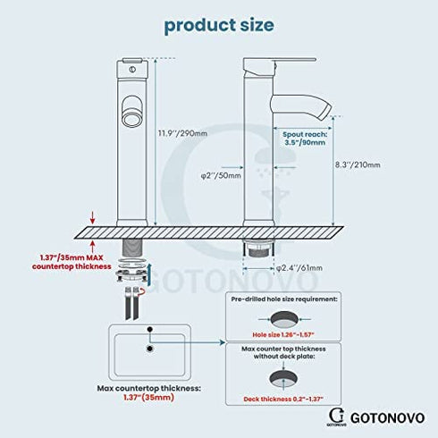 Bathroom Vessel Bowl Sink Faucet Matte Black Single Handle Lavatory Vanity Mixer Bar Tap with Pop Up Drain Combo Tall Spout Single Hole Deck Mount