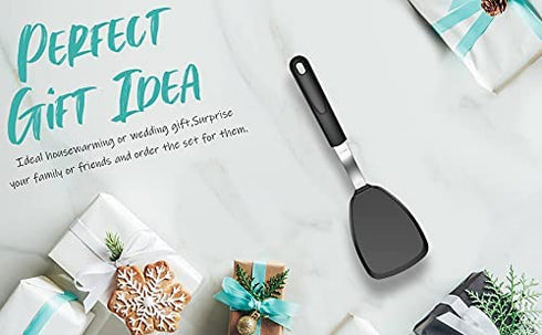 Silicone Spatula Turner for Nonstick Cookware - GEEKHOM 600°F Heat Resistant Flexible Kitchen Spatula, Small Cooking Utensils Non Scratch Spatulas, Accessory for Burger, Egg, Baking