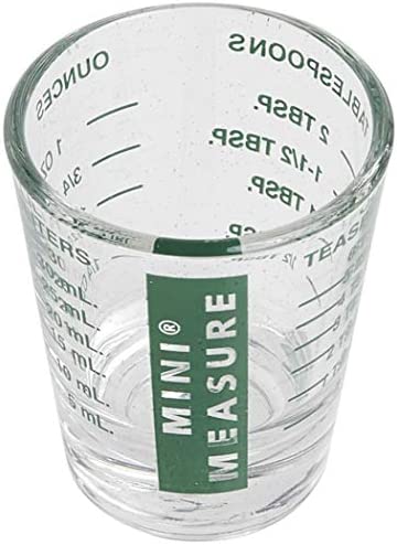 Kolder Mini Measure Heavy Glass, 20-Incremental Measurements Multi-Purpose Liquid and Dry Measuring Shot Glass, Green