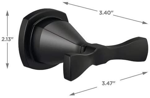 Delta Faucet Stryke Double Towel Hook, Matte Black, Bathroom Accessories, 77638-BL