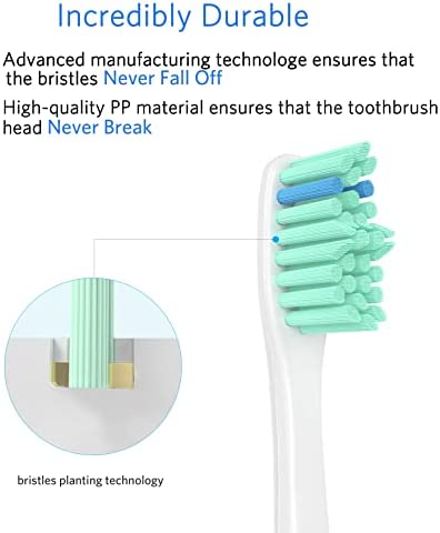 Replacement Toothbrush Heads Compatible with Philips Sonicare Screw-on E-Series Electric Rechargeable Toothbrush, Precision Clean Toothbrush Heads Refills, 6 Pack