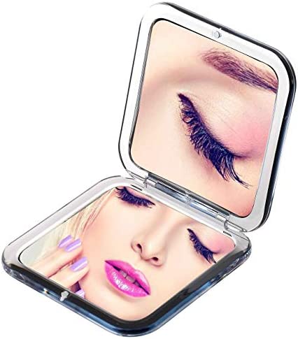 Miss Sweet Compact Mirror for Purse Pocket Mirror True Image&10X Magnification (Black)