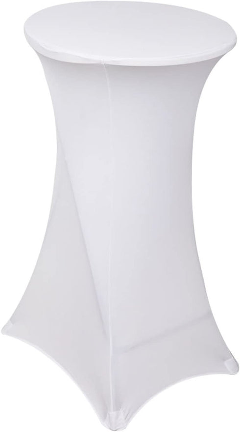 Awillhome 32 Inch/24 Inch Spandex Cocktail Tablecloth Fitted Table Cover Fit Round Folding Table Dry Bar Bistro Table Cover (24inx43in, White) 1 PC