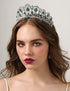 SWEETV Vintage Crystal Wedding Crown for Women, Green Rhinestone Queen Tiara Bridal Hair Accessories, Emerald