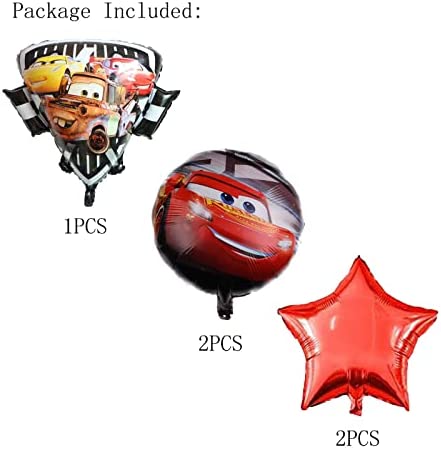 5PCS Cars Lightning McQueen Balloons for Kids Birthday Baby Shower Cars Theme Party Decorations
