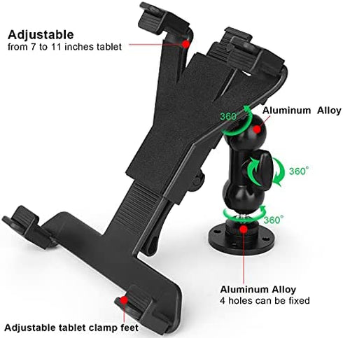 iTODOS Truck Tablet Mount for All 7" - 11" Tablets and GPS Navigation, Fit for Truck, Car, Commercial Vehicles, Boat, Desk,Aluminum Alloy Base, Compatible with Samsung Tab, Nexus, iPad Car Mount