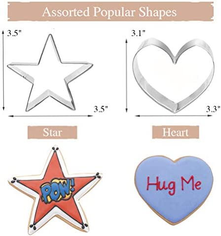 COTEY Cookie Cutters 4" to 3" Set of 6 Mickey & Minnie Mouse Unicorn Dinosaur Heart Star Hot Biscuit Cake Fondant Pancake Cutter Mold for Kids Children Holiday Celebration Birthday Party