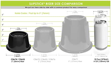Slipstick CB674 Premium 2 Inch Furniture Risers/Bed Raisers with Steel Reinforced Top (4 Pack) Adds 2" Height, Supports 2,640 Pounds, Stackable with CB671