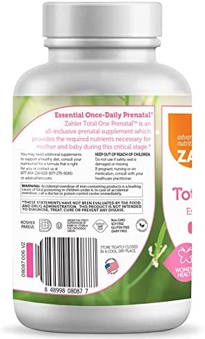 Zahler Total One Prenatal, Once Daily Prenatal Vitamins, Certified Kosher, 120 Capsules