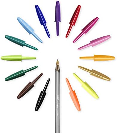 BIC Cristal Multicolour Ballpoint Pens With Wide Tip (1.6mm) Pens For Colourful Writing In Assorted Colours, Pack Of 15