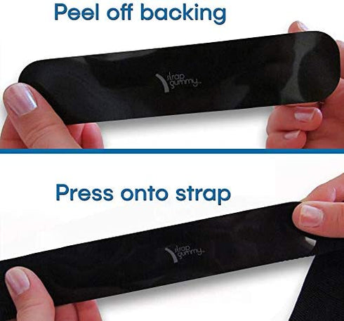 Strap Gummy - Prevent Strap Slips - The Original Non Slip Shoulder Strap Grip Strips – Set of Large Black or Small Semi-Clear