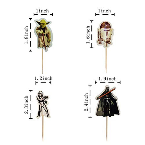 48PCS Star wars Cupcake Toppers for Kids Birthday Party Cake Decoration