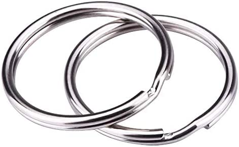 AKIRO 50 Pcs Nickel Key Rings, 25mm Keyring Split Ring Metal Key Holder Pocketed Clasps Connectors, Heavy Duty Metal Key Chain Ring