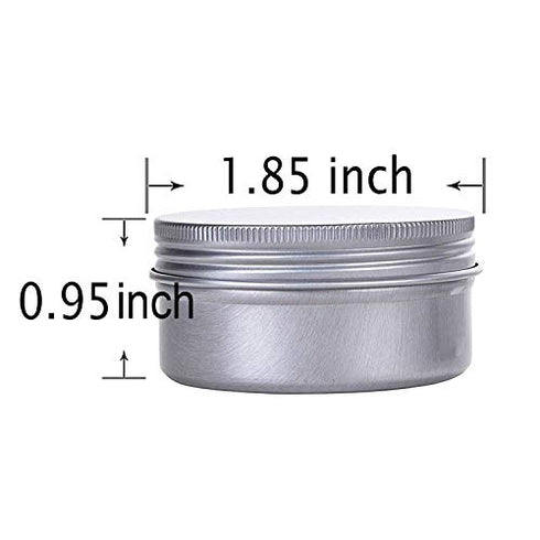 Hulless 20 Pack 1 Ounce Aluminum Tin Jar Refillable Containers 30ml Aluminum Screw Lid Round Tin Container Bottle for Cosmetic ,Lip Balm, Cream