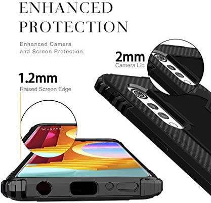 Strug for LG Velvet/LG Velvet 5G Case?Soft TPU Armor Heavy Duty Shockproof Protection Built-in 360 Rotatable Ring Magnetic Car Mount Case with Tempered Glass Screen Protector(Red)