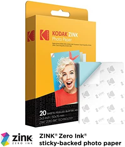 Kodak 2"x3" Premium Zink Photo Paper (20 Sheets) Compatible with Kodak Smile, Kodak Step, PRINTOMATIC