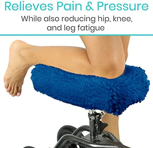 Vive Knee Scooter Pad Cover - Plush Adult Sheepskin Memory Foam Cushion, Walker Accessory for Knee Roller, Padded Accessories, Leg Cart Improves Comfort During Injury, Fits Most Knee Scooters