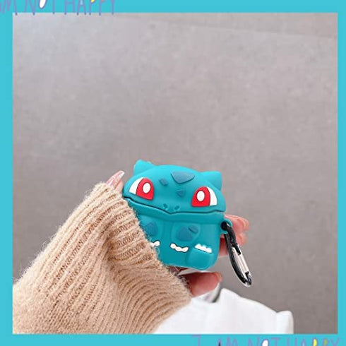 ZBDLXMD Compatible with AirPods 3rd Generation case,(2021 Release) Cute 3D Cartoon Kawaii Funny Fun case,Soft Silicone Shockproof Keychain Charging Box.Compatible 3 Skin Cases(Bulbasaur)