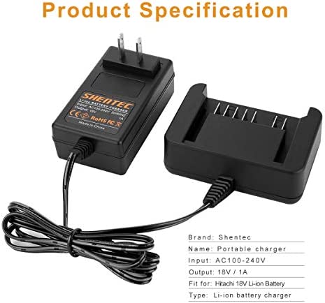Shentec 18V Li-ion Battery Charger Compatible with Hitachi 18V 339782 BSL1830C BSL1815X BSL1815S BSL1830 330139 330557 Li-ion Slide Style Battery