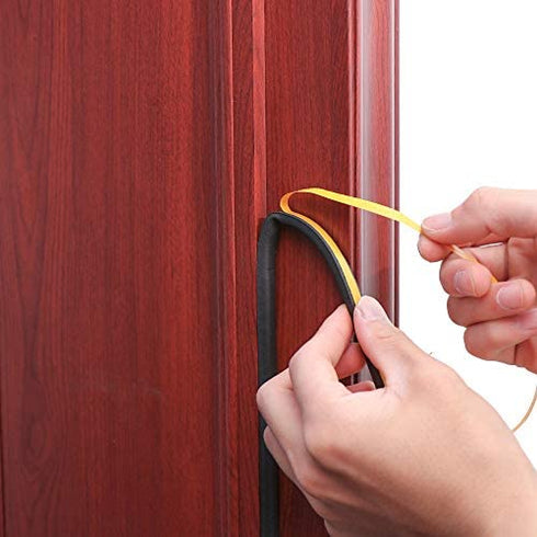 33Feet Long Weather Stripping for Door,Insulation Weatherproof Doors and Windows Seal Strip,Collision Avoidance Rubber Self-Adhesive Weatherstrip,(2 Rolls,16.5Ft/10m Each,Black)