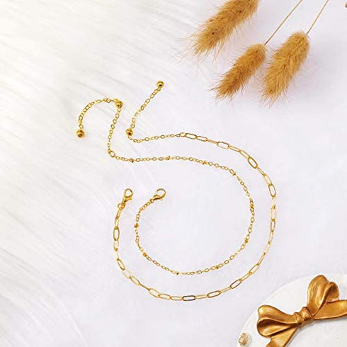 30 Feet Paperclip Link Chain Gold Chain Oval Link Chain and 400 Pieces 6 mm Gold Round Bead with 20 Pieces Lobster Clasps, 200 Pieces Jump Rings for DIY Necklace Bracelet Choker Jewelry Making