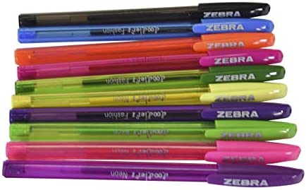 Zebra Pen Doodlerz Gel Stick Pen, Bold Point, 1.0mm, Assorted Neon Colors, 10 Pack