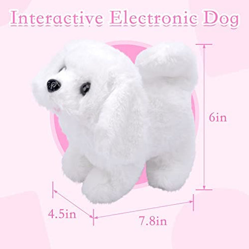 Plush Puppy Dog, Electronic Interactive Toy Walking,Barking,Wagging Tail,Stretching Puppy Dog 7 Inches Gifts for Kids(Bichon Frise) 2