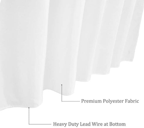 Extra Long Shower Curtain Liner 80 Inches Long, Heavy Duty Water Repellent Polyester Bathroom Fabric Shower Curtains for Spa and Hotel Quality, Machine Washable, 72 x 80 Inch, White