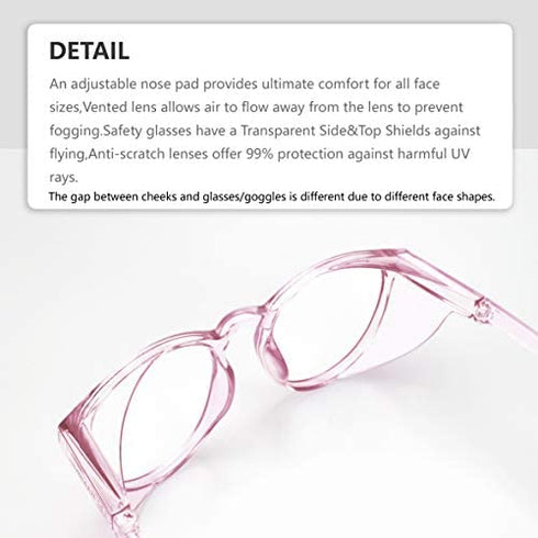 LeonDesigns Anti Fog Safety Glasses Blue Light UV Blocking Goggles for women men (Square R1)