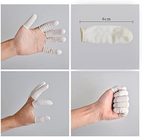 Disposable Latex Finger Cots Rubber, 140g(Approx 205PCS) Fingertips Protective Finger Art Latex Tissue Finger Cot (White)