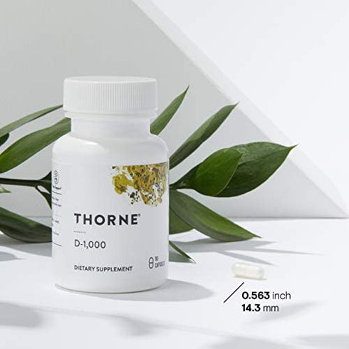 Thorne Vitamin D-1000 - Vitamin D3 Supplement - 1,000 IU - Support Healthy Bones, Teeth, Muscles, Cardiovascular, and Immune Function - Gluten-Free,Dairy-Free, Soy-Free - 90 Capsules