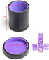 PU Leather Dice Cup Purple Velvet Lined Quiet Shaker with Lid Including 6 Purple Translucent Dice for Liars Dice Farkle Yahtzee Board Games