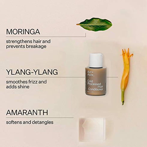 ACT+ ACRE Cold Processed Hair Conditioner for Dry, Frizzy and Damaged Hair - Sulfate Free Conditioner Hair Treatment with Amaranth and Moringa Oil for Moisture, Elasticity and Shine (3 Fluid Ounces)
