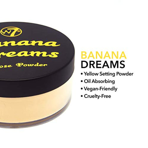 W7 Banana Dreams Loose Setting Powder - Weightless Yellow Blurring Powder For All Skin Tones
