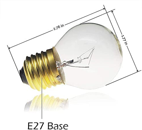 Jslinter 40 watt Appliance Oven Light Bulb - High Temp - 120v Clear - 415 Lumens - E26/E27 Medium Brass Base - G45 4-Pack