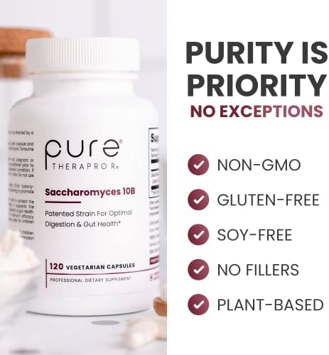 Pure Therapro Rx Saccharomyces 10B - Saccharomyces Boulardii, 10 Billion CFU Per Serving, Patented Strain CNCM I-3799, Probiotic Capsules, Probiotics for Men and Women - 120 Count (Pack of 1)