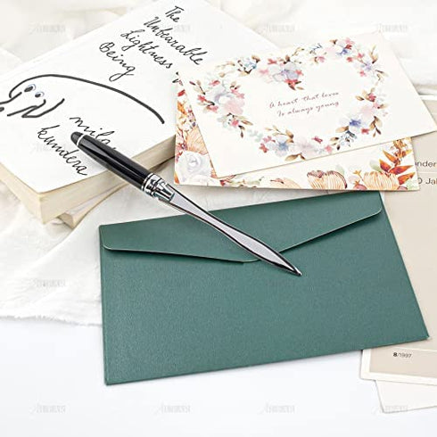 AUEAR, Metal Letter Opener Envelope Slitter Paper Knife for Women Men Home Office (Black)