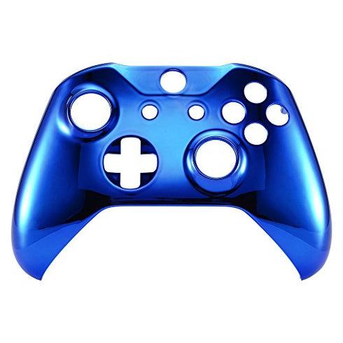 eXtremeRate Chrome Blue Edition Front Housing Shell for Xbox One Wireless Controller Model 1708, Replacement Custom Faceplate Cover for Xbox One S & Xbox One X Controller - Controller NOT Included