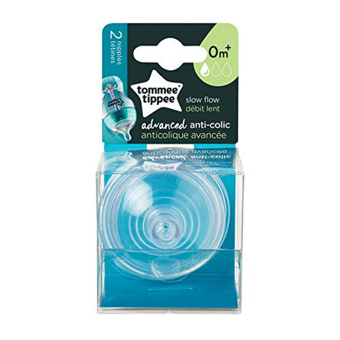 Tommee Tippee Advanced Anti-Colic Slow Flow Baby Bottle Nipples, 0m+ – 2pk
