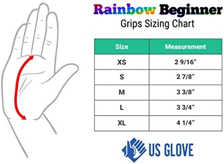 US Glove Rainbow Beginner Palm Grips - Gymnastics Palm Guard - Weight Gymnastics Bar Lifting Hand Grips - Rip and Blister Protective Hand Gripper - Made in The USA