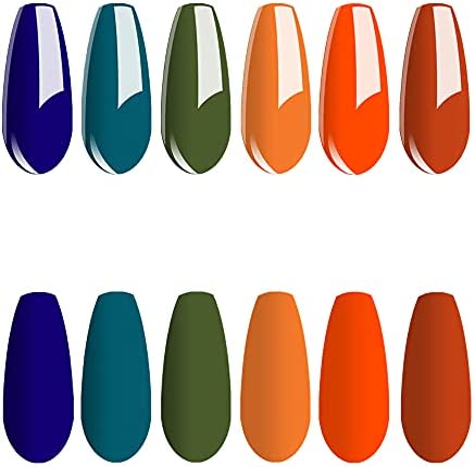 Vishine Gel Polish 6 Colours Soak Off UV LED Nail Art Manicure DIY Salon Gift Set Starter Kit Fall Color Orange Olive Green Colour Series 8ML