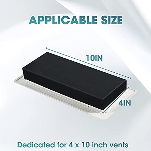 Buzzlett 4-Pack inch Stop Airflow Complete Seal Rubber Vent Cover for Floor, Wall, or Ceiling Vents and Air Registers, for RV, Home HVAC and AC Vents (Vent not Included), 4 x 10