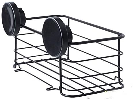 Gecko-Loc ?? Super Suction Cup Shower Caddy Bath Wall Shelf, Large Deep Bathroom Shampoo, Conditioner and Bath Gel Caddy Organizer - Kitchen Storage Basket - Rustproof Stainless Steel Black Finish