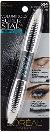 L'Oreal Paris Cosmetics Voluminous Superstar Waterproof Mascara, Blackest Black, 1 Tube