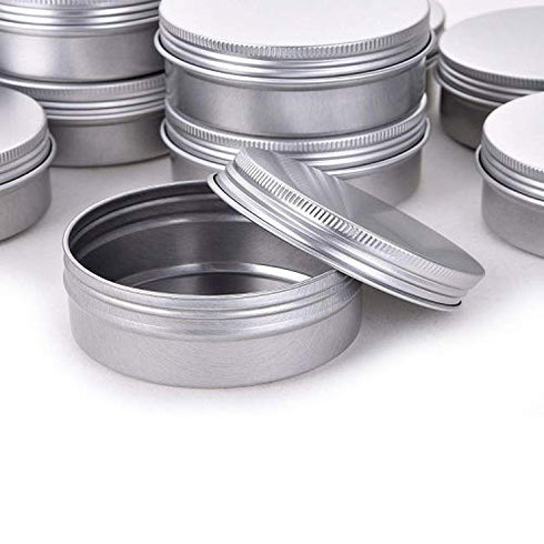 Hulless 20 Pack 1 Ounce Aluminum Tin Jar Refillable Containers 30ml Aluminum Screw Lid Round Tin Container Bottle for Cosmetic ,Lip Balm, Cream