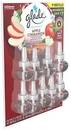 Glade PlugIns Scented Oil Refill, Essential Oil Infused Wall Plug in, 6.39 fl. oz, 9 ct. (Apple Cinnamon)